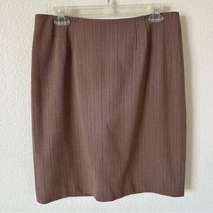 Caslon Brown Pinstripe Business Casual, Conservative, Minimalist, Pencil Skirt